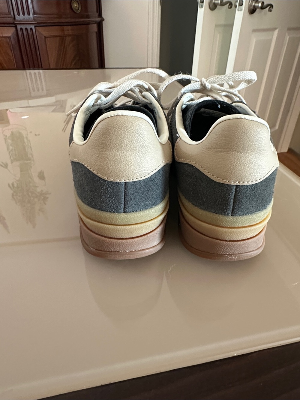 adidas Gazelle Platform gazelle Sneakers in Charcoal Gray & White size 5 - Picture 3 of 5